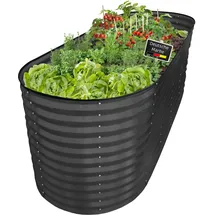 Lemodo Hochbeet Metall oval 240 x 80 x 78 cm Anthrazit