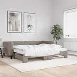 vidaXL Tagesbett Ausziehbar mit Matratzen Taupe 100x200 cm Stoff