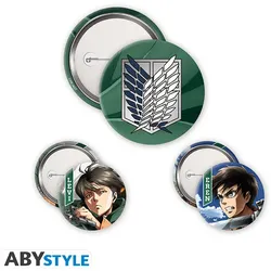 Set von Ansteckern Attack on Titan - Eren & Levi (3 Stck)