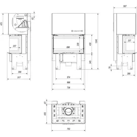Kratki Kamineinsatz NBC 7 Stahl Schwarz