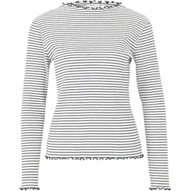 Cartoon Langarm-Shirt mit Kragen Weiß/Schwarz | 36
