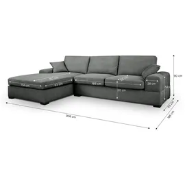 xonox Eckcouch Strukturstoff L-Form 3-Sitzer Grau