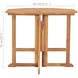 vidaXL Gartentisch Klappbar 90 x 90 x 75 cm Teak/Braun