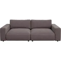 Big-Sofa MUSTERRING "LUCIA", braun (fango crona), B:252cm H:81cm T:124cm, Flachgewebe FLORIS (100% Polyester);Flachgewebe VALMONT (60% Baumwolle/ 40% Leinen);Microfaser CRONA (100% Polyester), Sofas, Big-Sofa, in vielen Qualitäten und 4 unterschiedlichen Nähten, 2,5-Sitzer