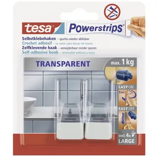 Tesa POWERSTRIPS® Klebehaken Large Transparent, Weiß Inhalt: 2St.