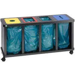 VAR Wertstoff-Sammelstation "Tetris", 4er, mit Klemmring, Die Klemmringe sind für 120 Liter Müllsäcke geeignet, Maße: 670 x 1570 x 520 mm (H x B x T)