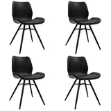 Mid.you Stuhl-Set, Schwarz, Metall, Kunststoff, Textil, Lederoptik, Rundrohr, 47x82x55 cm, Esszimmer, Stühle, Esszimmerstühle, Esszimmerstühle-Set