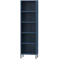 Jan Nowak Bücherregal Mario | Stabiles Regal Industrial mit 4 höhenverstellbaren Einlegeböden (4x30 kg) und Wandmontage | Hochregal Glitzernd, Regal Schmal | 50 x 180 x 35 cm Dunkelblau