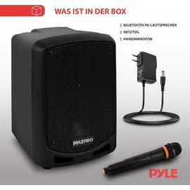 Pyle Audio Pyle PA Musikbox, Partybox, Tragbare Karaoke Maschine mit Mikrofon, Party Lautsprecher mit Bluetooth, Sound Anlage 6,5'' Subwoofer, PA Anlage Komplettset, Karaoke Set LED-Akku-Anzeige, MP3/USB/SD 600W