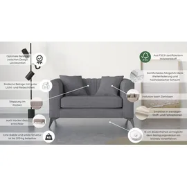 Home Affaire Loveseat HOME AFFAIRE "MATTHEW Loungesessel, Maße B/T/H: 130/86/74 cm", grau (anthrazit), B:130cm H:74cm T:86cm, 100% Polyester, Sessel, incl. Zierkissen, feine Steppung im Rücken, belastbar bis 200kg