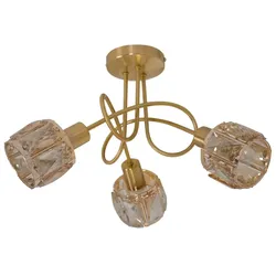 Deckenlampe Spotleuchte Deckenleuchte E14 Glas Kristalle gold 3-Flammig Küche