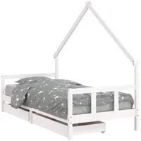 vidaXL Kinderbett mit Schubladen 90 x 200 cm Kiefer massiv weiß