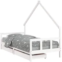 vidaXL Kinderbett mit Schubladen 90 x 200 cm Kiefer massiv weiß