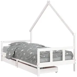 vidaXL Kinderbett mit Schubladen 90 x 200 cm Kiefer massiv weiß