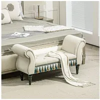 Homcom Sitzbank Polsterbank Samt Beige 117 x 40 x 58 cm