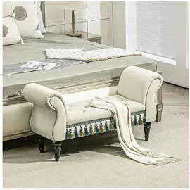 Homcom Sitzbank Polsterbank Samt Beige 117 x 40 x 58 cm