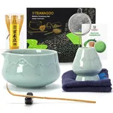 TEANAGOO Matcha-Set| MatchaTee Set| Matcha Besen| Matcha Tea Set | Matcha Schale| Matcha-Teeset für die Zubereitung von Frühstück/Matcha-Latte, N36, Seladon-Blau,Geschenk für Matcha-Liebhaber,