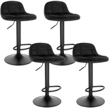 Woltu Barhocker 4er Set Barstuhl mit Rückenlehne Fußstütze höhenverstellbar (62-83cm) 360° Drehstuhl bis 120kg belastbar Samt Metall Schwarz