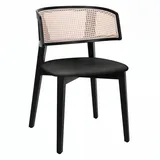 Alice | Bistro Holz Stuhl | Sitz Samt | Rattan | Schwarz