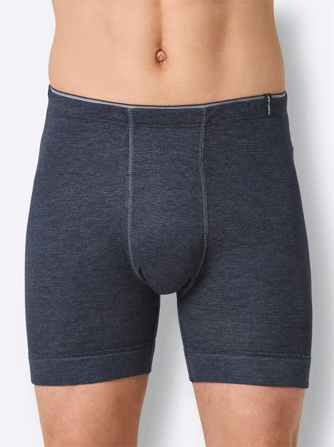 Boxershorts CONTA, Herren, Gr. 9, 2 Stk., marine, geringelt, 75% Baumwolle, 25% Polyester, Unterhosen