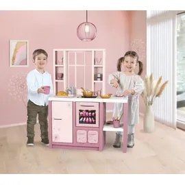 Smoby Spielküche Fleur – Kinderküche im modernen Loft-Stil mit Kochfeld, Ofen, Kühlschrank & 27 Zubehörteilen, für Kinder ab 3 Jahren