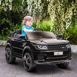 Homcom Kinder Elektroauto, mit 2,4 G Fernbedienung, Kinder-SUV mit Sicherheitsgurt, Musik, Hupe, Scheinwerfer, Kinderauto bis 5 km/h, für 3-5 Jahre, Schwarz