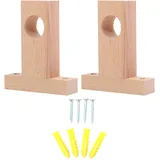 Cabilock 2 Stücke Römische Stange Halterung Duschstange Halter Holz Kleiderschrank Decke Haken Vorhangstange Halter Schrank Ende Stütze Halterung Holz Gardinenstange Halterungen Bad