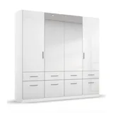 Kleiderschrank CELLE, Alpinweiß matt - Weiß Hochglanz - 181 x 197 cm - 4 Türen