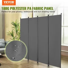 Vevor Raumteiler Trennwand 4-teiliger Paravent Stellwand, faltbarer Sichtschutz für Büro Schlafzimmer Esszimmer Arbeitszimmer Balkon, Raumtrenner freistehend (56 x 45 x 172,5 cm), Grau