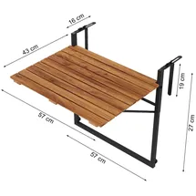 QLS Balkonhängetisch 43 x 57 x 60 cm Schwarz