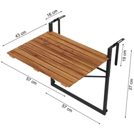 QLS Balkonhängetisch 43 x 57 x 60 cm Schwarz