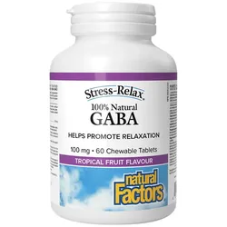 Natural Factors 100% Natural GABA 100 mg (60 Kautabletten, Tropische Frucht)