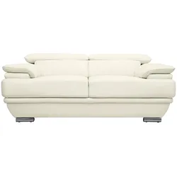 Design-Ledersofa zwei Plätze verstellbares Kopfstück Weiß EWING - Büffelleder