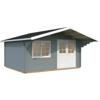 Palmako Gartenhaus Sally 15,5 m2 - 44 mm hellgrau/weiß