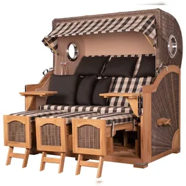 Mr. Deko Strandkorb Komplettset - bene living - Ammersee Grande XXL Teak - PE grau - Modell 505 - inkl. Liftersystem