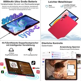 ujj Android Tablet 11" 5G (2024) 24 GB RAM 256 GB Rot