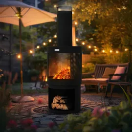 ML-Design Gartenkamin Ø 131 cm Schwarz