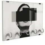 DEQORI Schlüsselbrett 'Stille Maskerade', (1 St), Schlüsselhalter Schlüssel Haken Schlüsselboard modern Schlüsselleiste schwarz