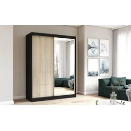 fabryka mebli idczak Schwebetürenschrank Vista 150 x 200 x 0 cm Schwarz