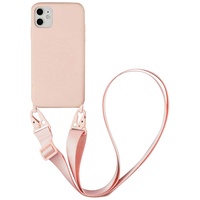 Sitthyw Handykette Hülle für iPhone 11 Pro Max Necklace Case mit Kordel Silikon Handy-Kette Handyhülle zum Umhängen Schutzhülle mit Band(abnehmbar) Cover, Hell-Pink