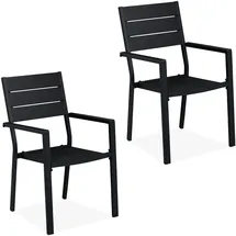 Relaxdays Gartenstuhl 90 x 53,5 x 59 cm schwarz 2 St.