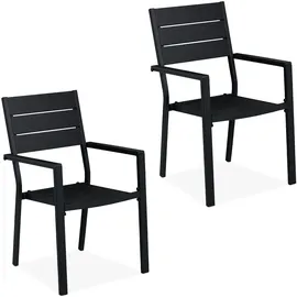 Relaxdays Gartenstuhl 90 x 53,5 x 59 cm schwarz 2 St.