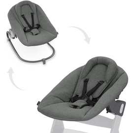 HAUCK Babywippe & Newborn Aufsatz Premium für Alpha & Beta ab Geburt - 2in1 Babyaufsatz für Neugeborene mit 5-Punkt-Gurt, verstellbarer Rückenlehne & Baumwolle (Dark Grey)