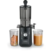 CASO Design CASO JuiceFit – Kompakter Slow Juicer, matt-schwarz, große 105-mm Einfüllöffnung, schonendes Kaltentsaften (50–70 U/Min), bis zu 30% mehr Saft, 2×800-ml Behälter & Bürste