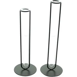 Frank Flechtwaren Vase Modern Living, 2er Set, Metall, Mattschwarz Maße: Höhe 21 cm, 24 cm, Glasvase Höhe 20 cm, 22 cm, schlicht, vielseitig einsetzbar