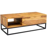 FineBuy Couchtisch 110 x 50cm Tisch Wohnzimmertisch Braun Holz Sofatisch Massiv