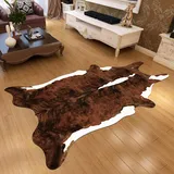 Cooalinar Teppich Mit Zebramuster,Teppich Aus Rindsleder,Kuhfell Teppich,Kunstfaser Teppich Rinderfell,Teppich Aus Kunsttierfell,Kuh-Druck Kunstpelz Tier Kuhfell-Teppich,FüR Zimmerdekoration