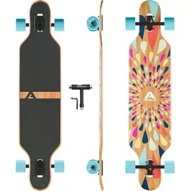 Apollo Twin Tip DT Fiberglas Longboards. Extrem leicht und stabil SCHWARZ|naturholzfarben 40"