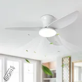 KVOYYIRA Deckenventilator Mit Beleuchtung Und Fernbedienung Leise, Eingebettete Installation Lampe Mit Ventilator, Reversibel, Dimmbar 3 Farbtemperaturen, Modern Deckenventilator Mit Licht-White