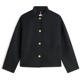 Tommy Hilfiger Bomberjacke TOMMY HILFIGER "DF WOOL SHORT BOMBER", Damen, Gr. 36, schwarz, Web, Obermaterial: 60% Wolle, 40% Polyester, unifarben, regular fit kurz, V-Ausschnitt, Jacken Bomberjacke, mit Wolle